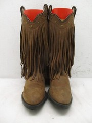Old West Kids Brown Leather Fringe Western Cowboy Boot SZ 2.5 Style 8125
