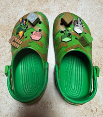 Crocs Classic Clog Green Minecraft Jibbitz Slip-On Kids Sandals US 1