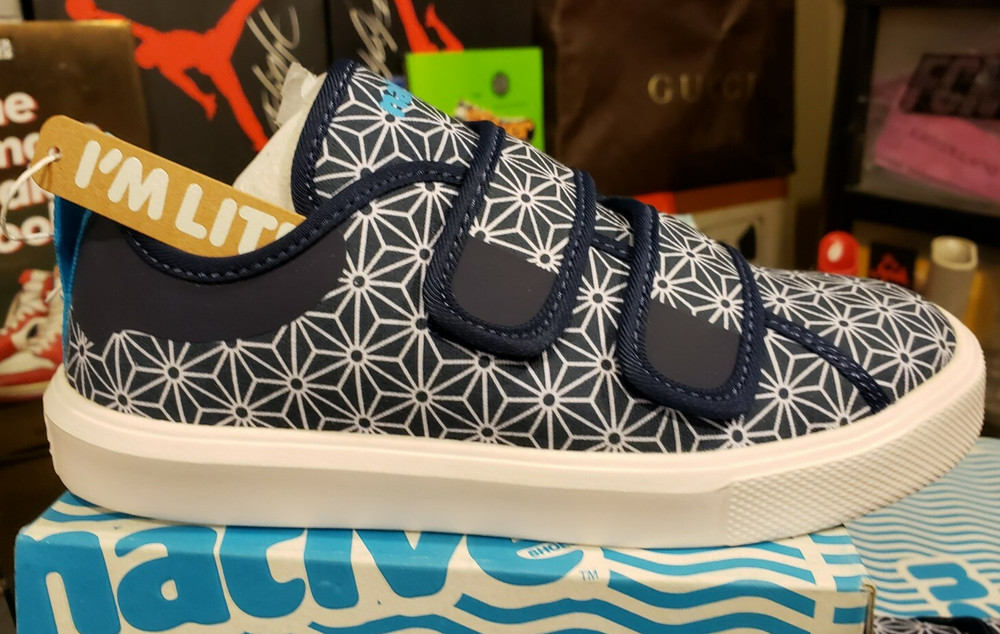 NATIVE Monaco Blue Lightweight Double Strap Youth Kids Sneakers 1Y US / 32 EUR