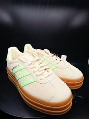 Adidas Gazelle Bold J Suede Sneakers White Green Gum US 6 Women/4.5 Kids