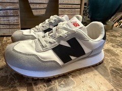 New Balance 237 Unisex Kids White/Gray/Black Low Top Leather Size 2