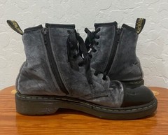 Youth Size 4 M Dr Martens POOCH J Ankle Boot Gray Velour Lace-Up+Zip AW004 SK08R