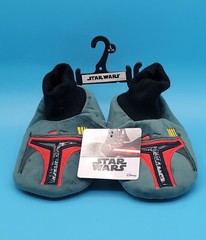 Star Wars Disney Mandalorian Kids Slippers L 9-10 Fett Green & Red New