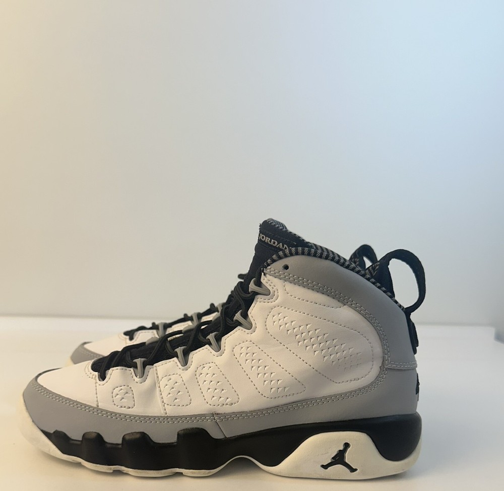 Air Jordan 9 Baron White Black Wolf Grey Sz 6Y 302359-116