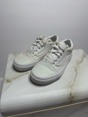 Vans White Glitter Old Skool Off The Wall Skater Shoes Sneakers Girl’s Sz 1.5