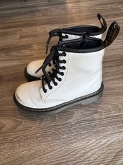 Dr. Martens Side Zip Boots Kids Size 12 1460J Lace Up White