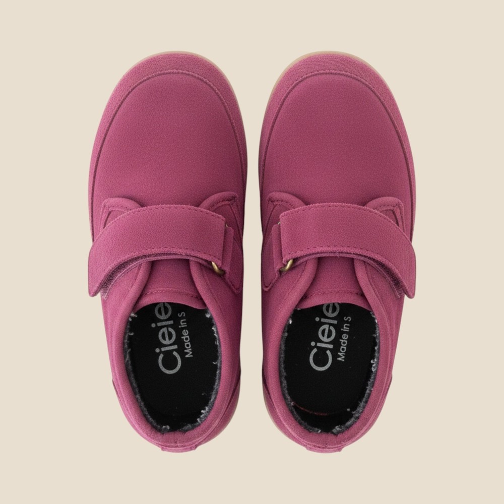 Cienta Kids Burgundy Suede Hook and Loop Sneakers Made in Spain Purple EU 27