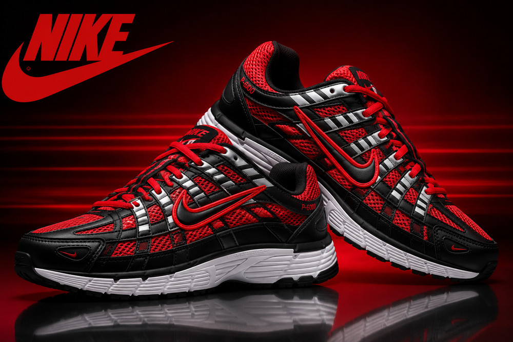 NIKE P-6000 GS UNIVERSITY RED BLACK WHITE 6.5Y WOMENS 7.5 SNEAKERS HV5064-601