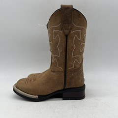 Roper Kids Crazy Horse Square Toe Western Boots Unisex Size 9 Brown