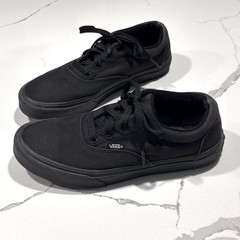 Vans | Off The Wall Youth Black Canvas Lace Up Low Top Skate Shoes 6Y EUR 38