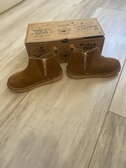 New! Cienta 1052065.21 Tan Brown Suede Zipper Boots Kids EU 24/US 7.5 M Leather