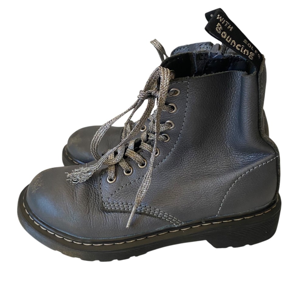 Dr. Martens Pascal-J Blue Leather Lace-Up Boots US 1 EU 32 Youth Kids