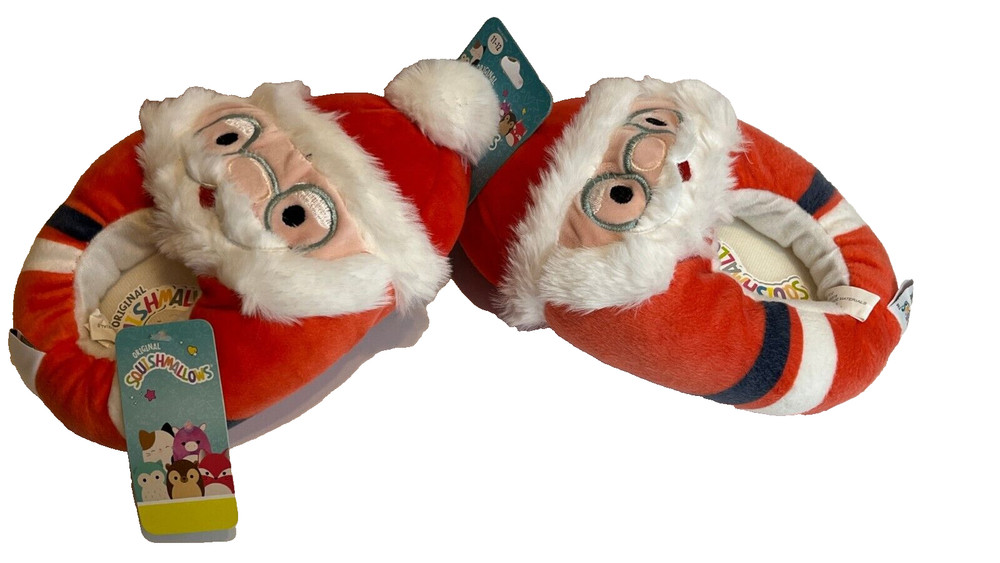 Squishmallows Santa Kids Fuzzy Pull On Slippers Sz 11/12 Christmas New Multi Qty
