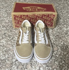 New Old School Vans Neutral Checkerboard Brown Lace Up Shoes Size 13c