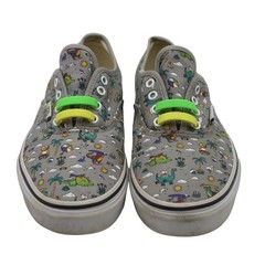Vans Classics Authentic Gray Sneakers Kids Teen Dinosaurs Surf Beach Size 6