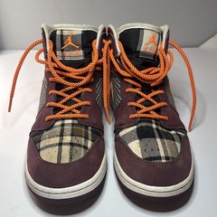 Nike Air Jordan 1 Mid SE GS Black/Maroon/Plaid Size 6.5Y FD5460-608 Kids Youth