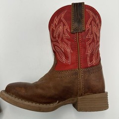 Justin Canter CHILDS 9D Boot Brown Red Western Cowboy Leather Pull On Scuffs