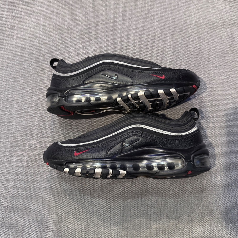 Nike Air Max 97 Kids Sneakers Black Silver Red 921522-028 Size 7Y