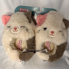 FuzzAMallows Squishmallows Cat Face Slip-On Slippers Faux Fur Kids 5-6