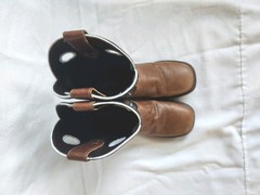 Roper Little Kids Leather Cowboy Boots Embroidered Western Brown And Blue Size 3