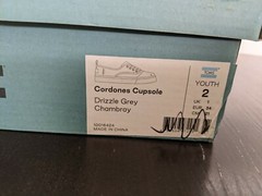 NIB Toms Cordones Cupsole Drizzle Grey Chambray Lace Up Shoes Youth 2