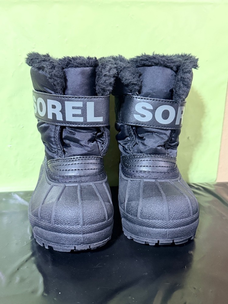 Sorel Kids Black Boots Snow Commander Black Charcoal Insulated Size 9
