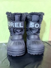 Sorel Kids Black Boots Snow Commander Black Charcoal Insulated Size 9