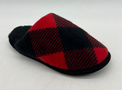 Thereabouts Black and Red Buffalo Plaid Slip On Slippers Kids Size S-M (11-1)