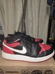 Big Kid’s Nike Air Jordan 1 Low Black/Gym Red-White (553560 066) Youth Size 5 US