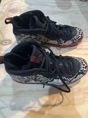 Nike Little Posite One Snake Print Black/White/Red Kids 6Y Basketball Mid