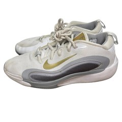 Nike IsoFly Basketball Shoes Kids 5Y White Gold Grey Athletic