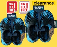 Rugged Shark Size 8 Toddler and Big Kids Slip on Water Sneakers Black/Blue NWT