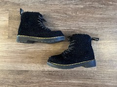 Dr. Martens 1460 Pascal Boots Kids Size 12 Black Shearling Fur