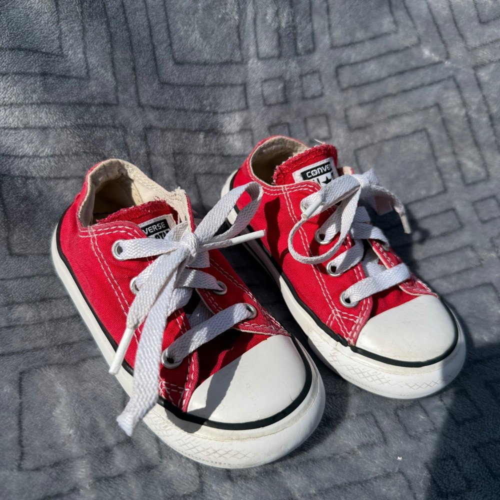 Converse Chuck Taylor All Star Low Top Red Canvas Infant Sneakers 7J236 Size 7C