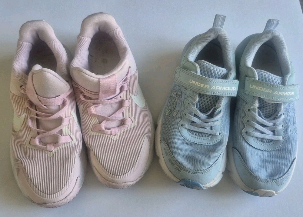 Nike Star Runner 4 DX7614-602 Pink Mesh Sneakers And Blue Under Armour Size 2Y