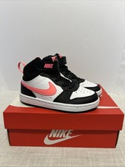 Nike Court Borough Mid 2 GS Black/White/Pink toddler Kids SZ 11C CD7783-005 NEW