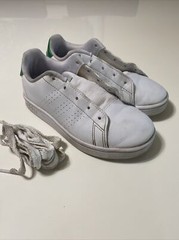 New Adidas Original ADVANTAGE K WHITE / GREEN / EF0213 US 12k Kids