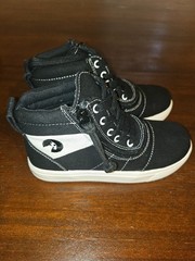 BILLY High Top Sneaker’s Big Kid’s 12M Short Wrap Black White Zip Shoe