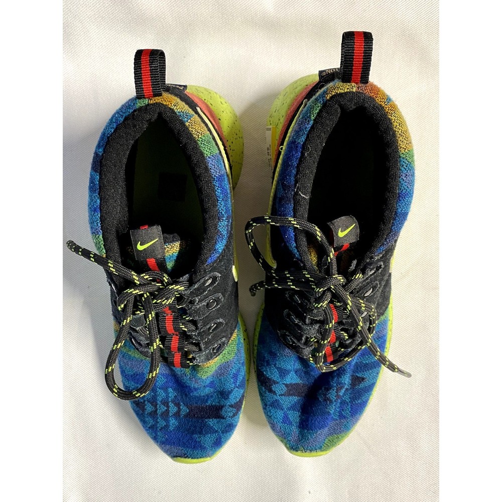 NIKE PENDLETON ROSHE FLYKNIT AZTEC PRINT LEATHER WOOL SNEAKERS 5.5Y