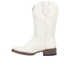 Roper Galore Glitter Square Toe Cowboy Toddler Girls White Casual Boots 09-018-