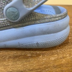 Crocs Kids C13 Platform Clogs Blue Glitter Classic Comfort Strap Slip On Shoes