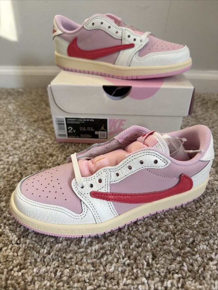 Jordan 1 Retro Low OG SP Travis Scott SHY PINK-TROPICAL – IQ7605-101 – Size 2Y