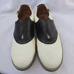 School Issue Youth Upper Class Saddle Oxfords Blk/WHT Leather US 8 1/2 W