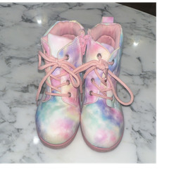 FabKids Multicolor Tie Dye Combat Boots Lace-Up Zip Unisex Kids US 13