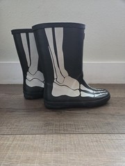 Hunter Kids Fitst Classic Skeleton Rain Boots Blacl Silver Kids Size 13