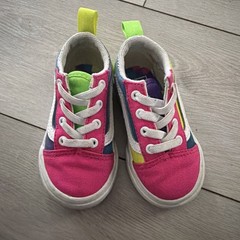 Vans Old Skool Toddler Multi Color Canvas Sneakers Neon Pink Green Blue Size 5 T