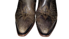 Corral G1104 Distressed Gray/Black Cross/Wings Leather Snip-Toe Boots K 13 1/2