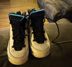 Jordan Air Jordan 9 Unisex Kids Mid Top Lace-Up White/Black/Blue Size 10