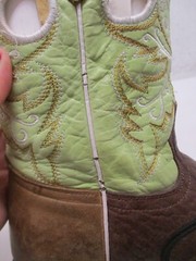 Semental Brown and Green Leather Square Toe Cowboy Boots Youth Size 6
