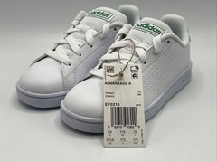 Adidas Advantage Kid’s Size 11.5K White Green Lace Up Sneakers EF0213 New